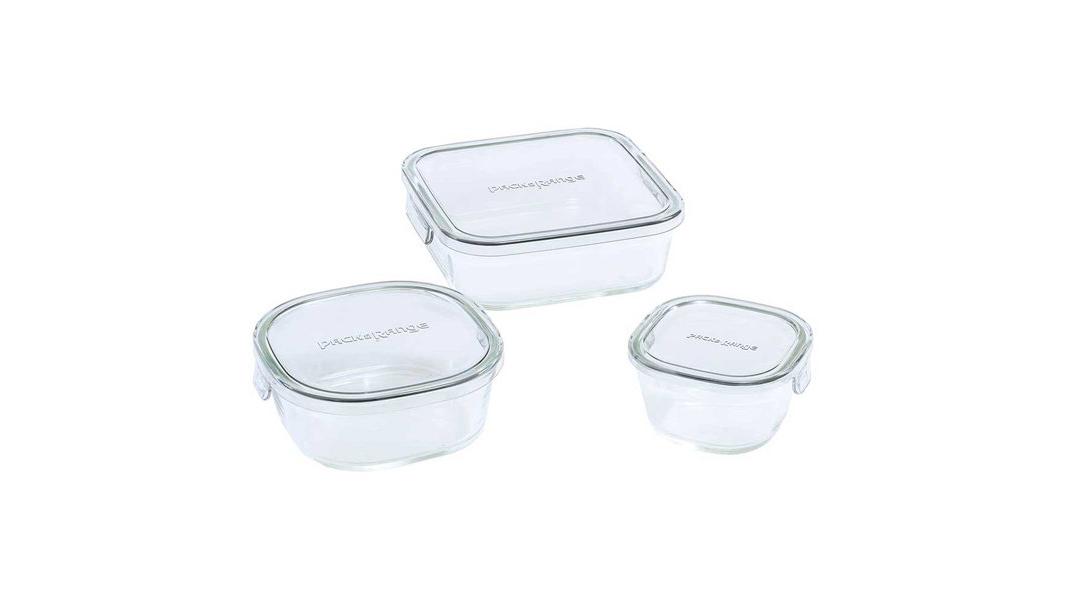 【594ポイント還元中】iwaki 耐熱ガラス 保存容器 角型 3点セット クールグレー パック&レンジ PC-PRN3GY21