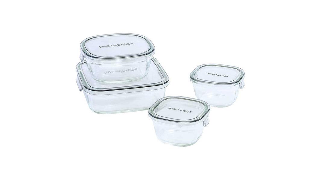 【585ポイント還元中】iwaki 耐熱ガラス 保存容器 角型 4点セット クールグレー パック&レンジ PCPRN4GY21