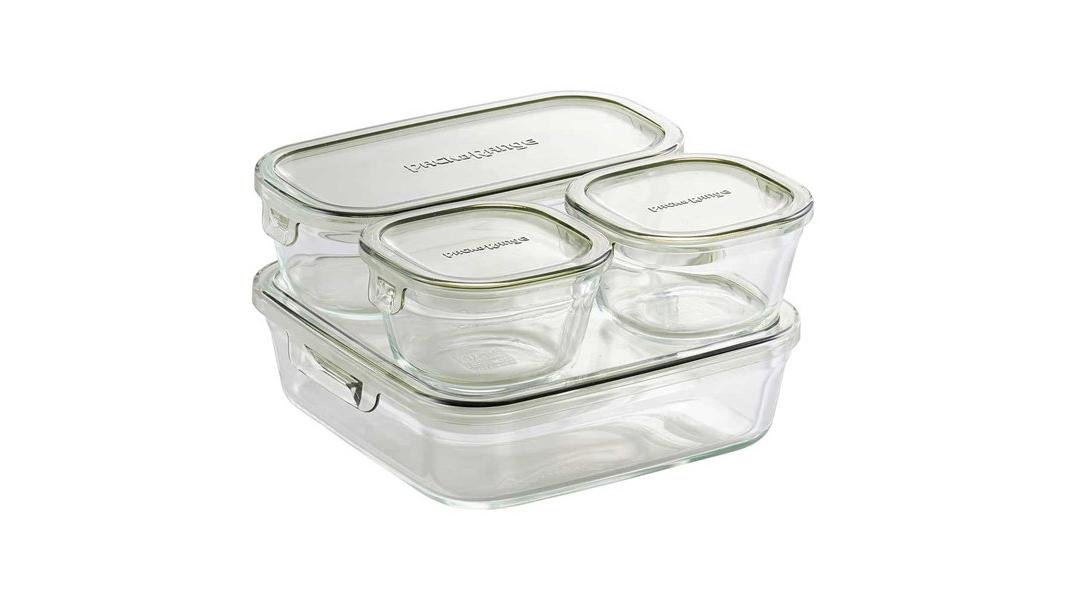 【714ポイント還元中】iwaki 耐熱ガラス 保存容器 オリーブグリーン システムセット ミニ パック&レンジ PC-PRN4G42