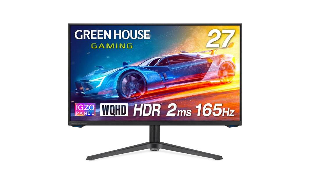 【11994ポイント還元中】グリーンハウス ゲーミングモニター 27インチ IGZOパネル WQHD 165Hz 2ms HDMIx3/DP/Type-C メーカー3年保証 GH-ELCG27WA-BK