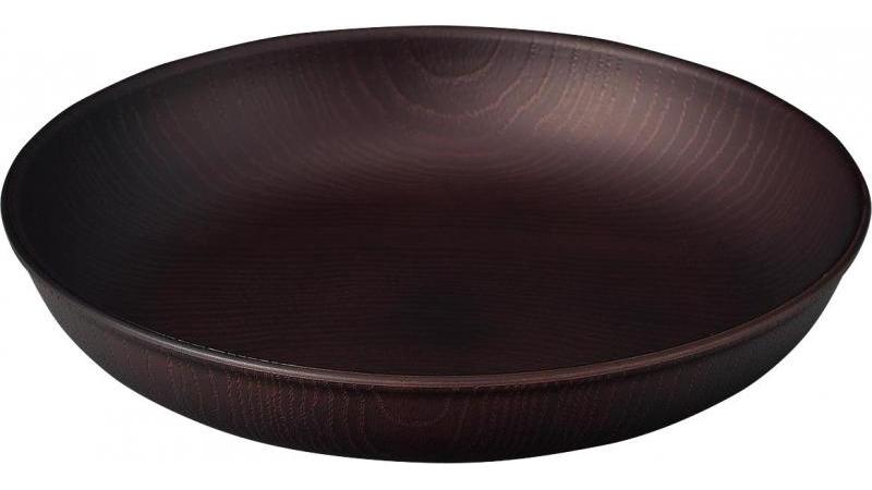 【363ポイント還元中】NH home 木目ラウンドプレート L(ダークブラウン)