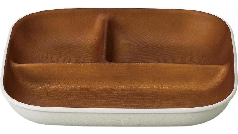 【462ポイント還元中】issoecco 木目スクエアワンプレート L(ホワイト)