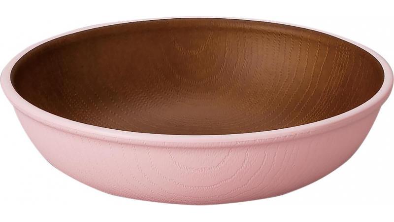 【231ポイント還元中】issoecco 木目ラウンドプレート S(ピンク)