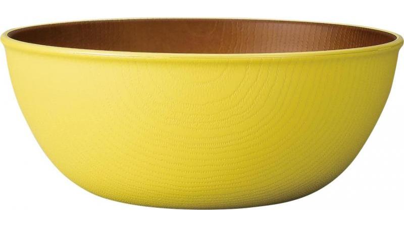 【495ポイント還元中】issoecco 木目サラダボウル(イエロー)