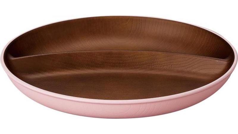 【462ポイント還元中】issoecco 木目ワンプレート(ピンク)