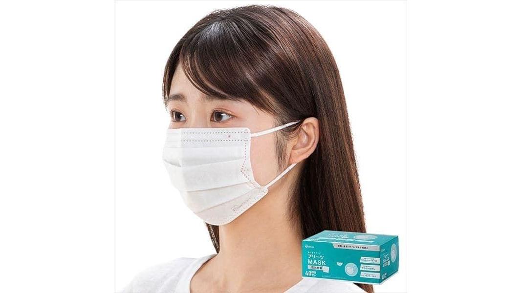 【504ポイント還元中】【120枚入】不織布マスク プリーツマスク 40枚×3箱セットPK-NV40L ふつう