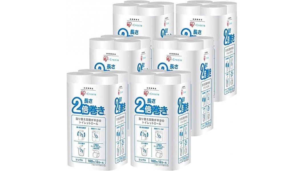 【1794ポイント還元中】【72ロール】日本製紙クレシア アイリス×日本製紙クレシア共同開発 2倍巻き トイレットロール 100mシングル 12ロール×6個セット